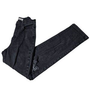 Vibrant MIU Jeans Womens Size 3 Straight Leg Mid Rise Ripped Black Denim Pants